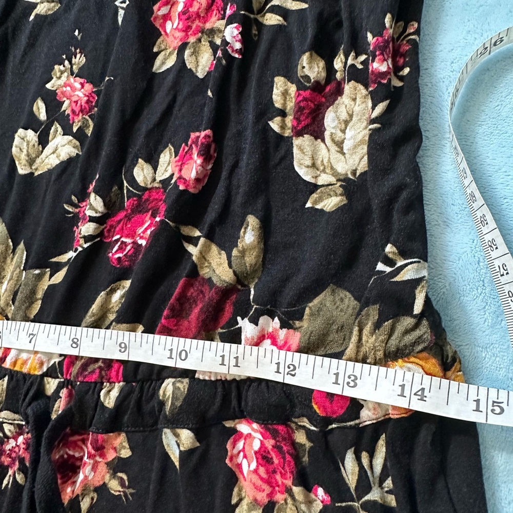 Ambiance Women’s Black Floral Jumpsuit (S) Strapless Elastic Waist. - Picture 8 of 12